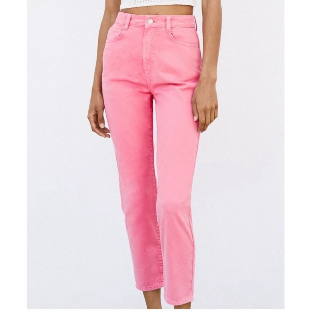 Zara pink high rise mom Jean cotton size 6